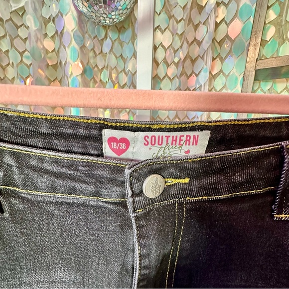 Black Southern Fried Chics Flare Super Stretch Sz 18 Vintage Hot Girl Jeans - Picture 6 of 8